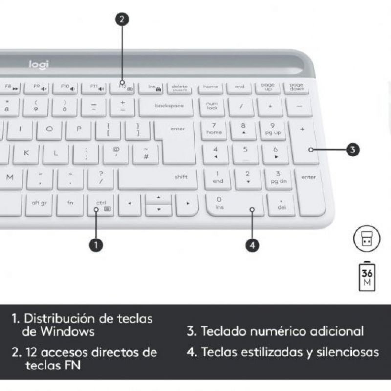 Teclado y Raton Logitech Wireless Mk470 Blanco