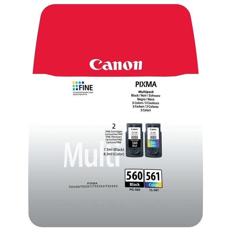 Tinta Original Canon PG-560 + CL-561 Multipack Negro Tricolor