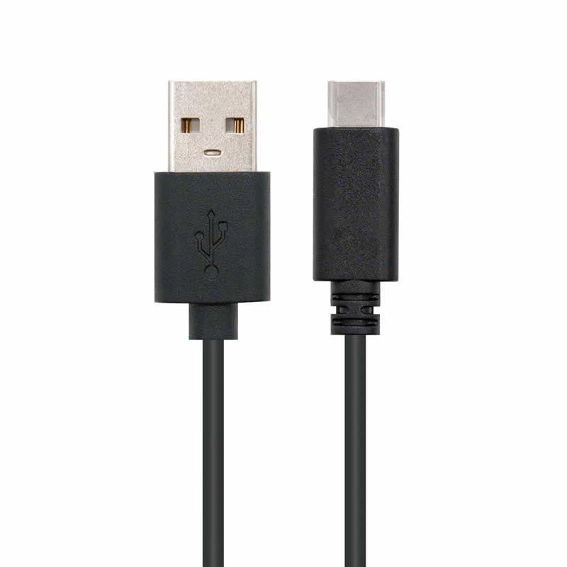 Cable Tipo-C Macho - USB Macho/ 2m/ Negro