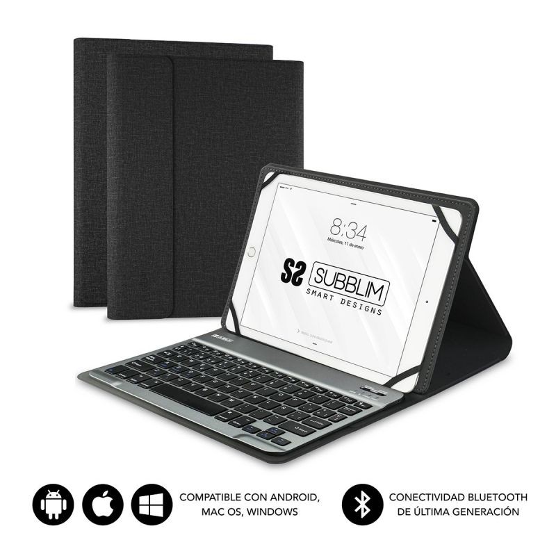 Funda con Teclado Subblim Keytab Pro Bluetooth para Tablets de 10.1"/ Negra