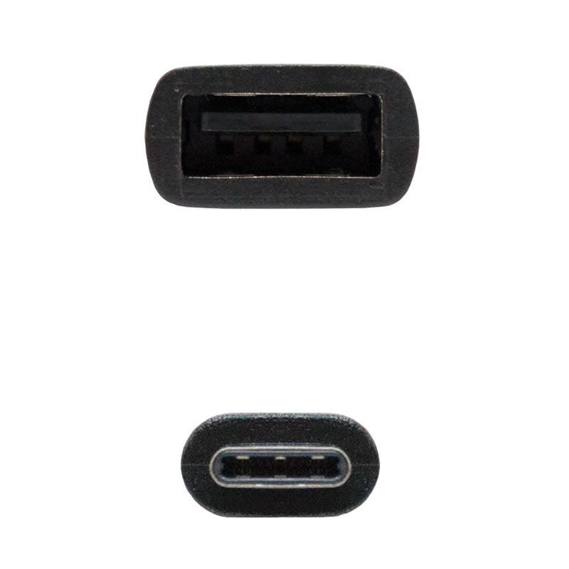 Cable USB 2.0 Nanocable 10.01.2400/ USB Tipo-C Macho - USB Hembra/ 15cm/ Negro