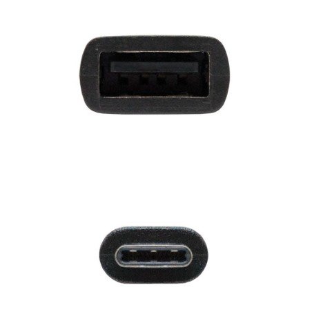 Cable USB 2.0 Nanocable 10.01.2400/ USB Tipo-C Macho - USB Hembra/ 15cm/ Negro