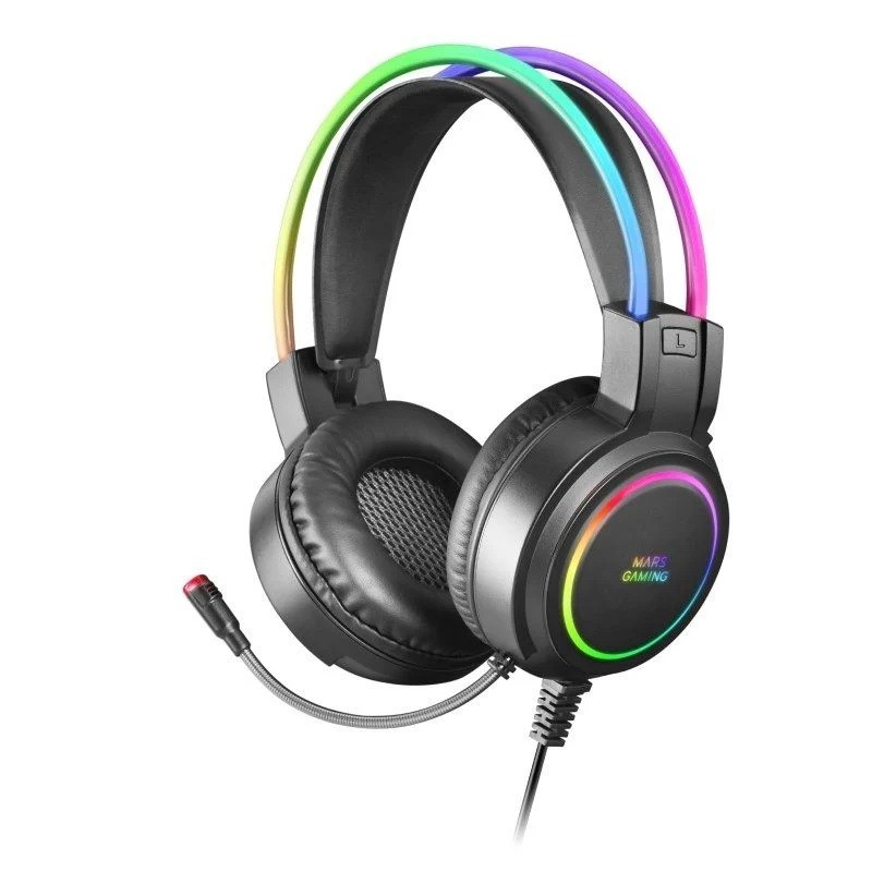 Auriculares Gaming con Micrófono Mars Gaming MHRGB Jack 3.5 Negros