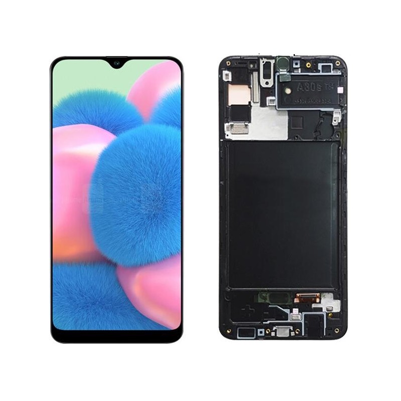 Pantalla completa con marco para Samsung Galaxy A30S SM-A307FN A307G Negra