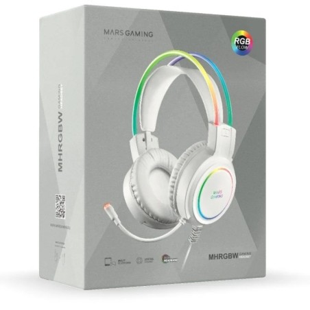 Auriculares Gaming con Micrófono Mars Gaming MHRGBW Jack 3.5 Blanco