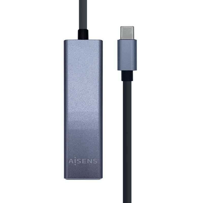 Hub USB 3.0 Tipo-C Aisens A109-0396/ 3 Puertos USB Tipo-C/ 1 RJ45/ Gris