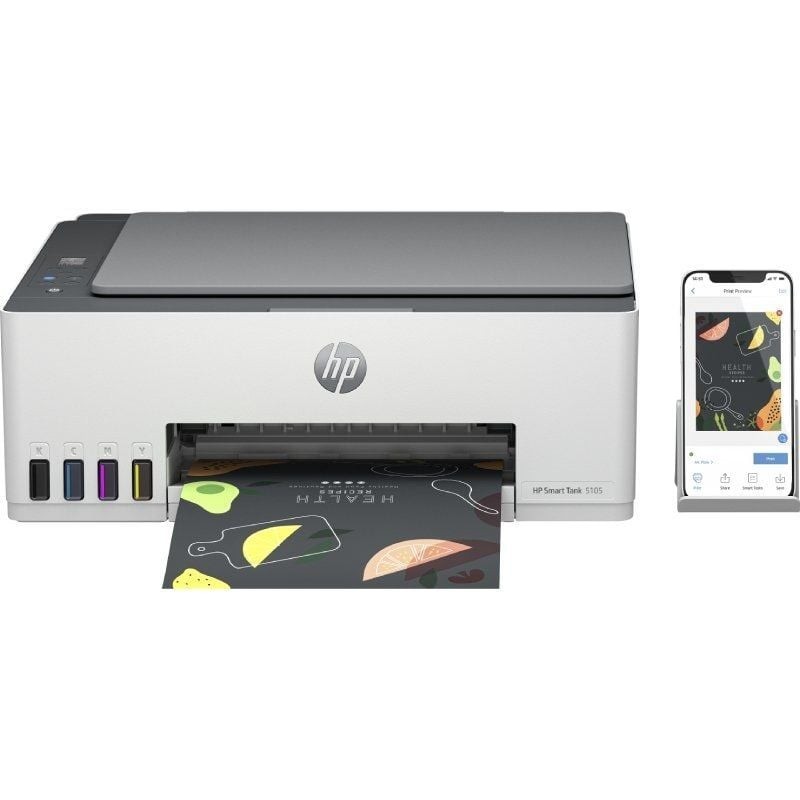 Multifunción Recargable HP Smart Tank 5106/ WiFi/ Fax Móvil/ Blanca