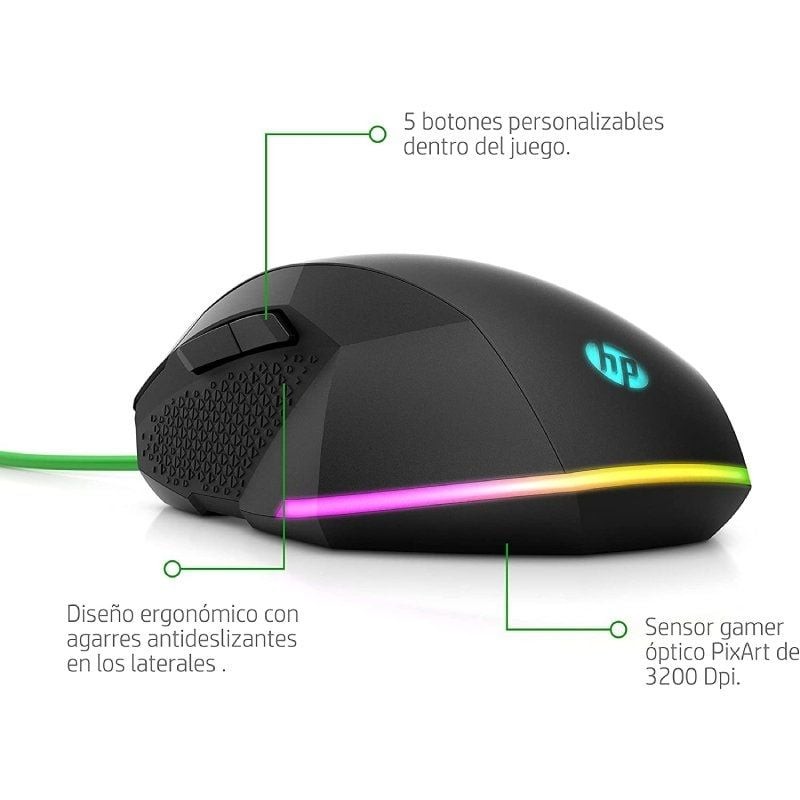 Ratón Gaming HP Pavilion 200/ Hasta 3200 DPI