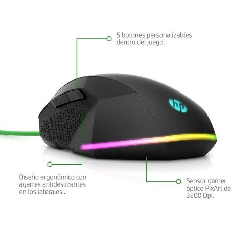 Ratón Gaming HP Pavilion 200/ Hasta 3200 DPI